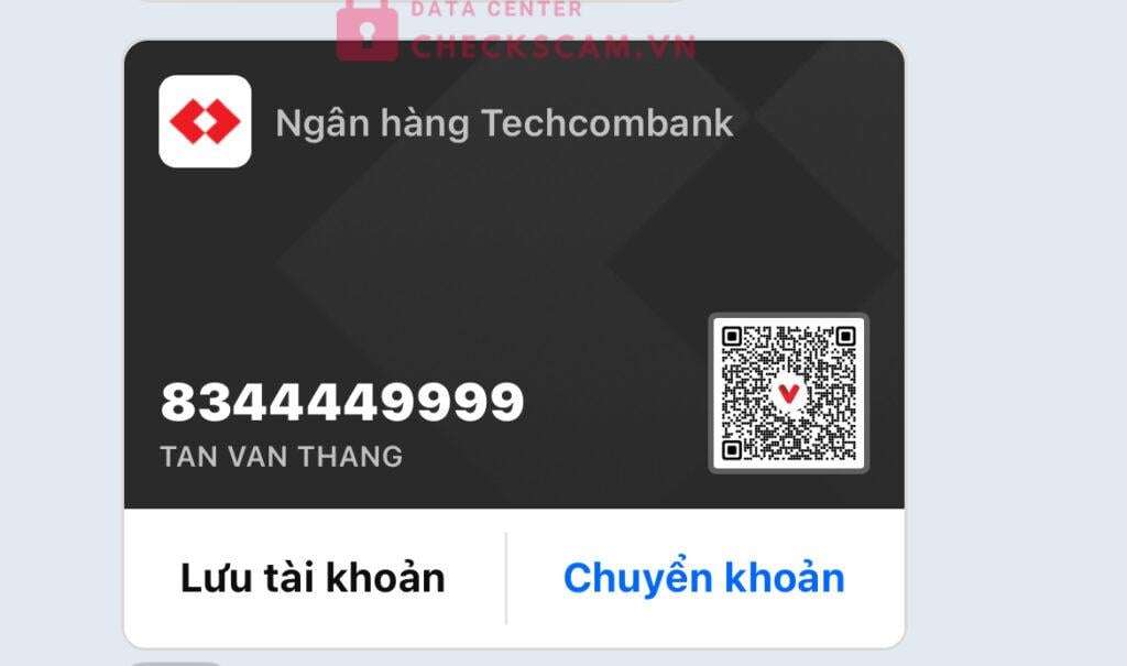8344449999 Tan Van Thang Techcombank bị cảnh báo lừa đảo scam