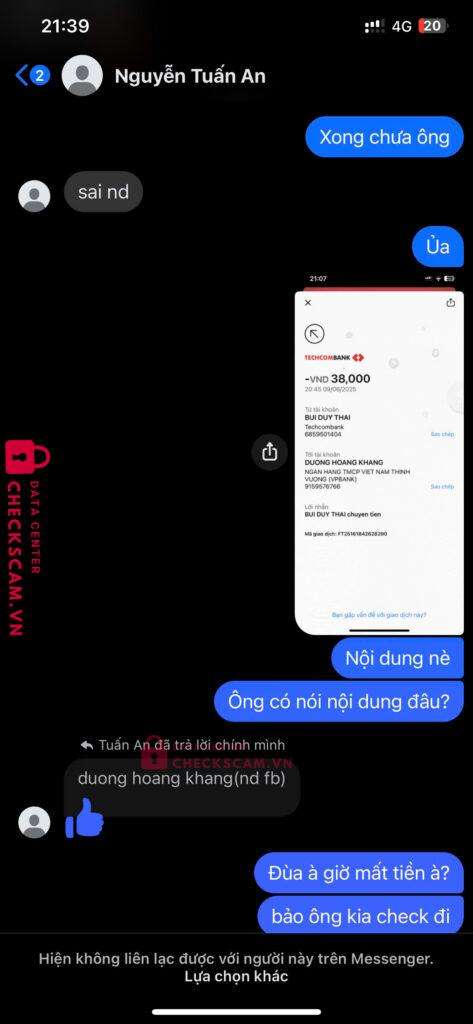 9159576766 Duong Hoang Khang VP BANK bị cảnh báo lừa đảo scam
