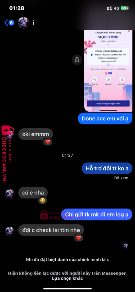 99MM23310M64340079 Hoang Phan Anh BV BANK bị cảnh báo lừa đảo scam