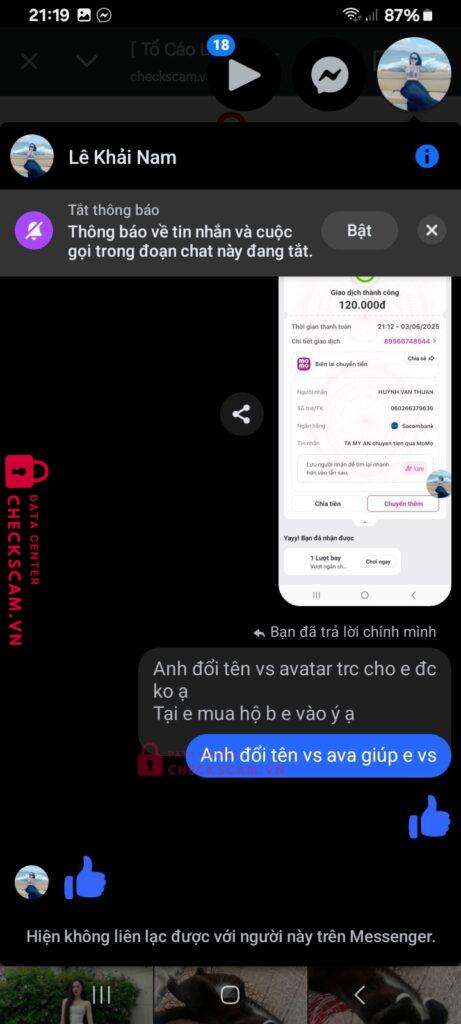 060266379636 Huynh Van Thuan Sacombank bị cảnh báo lừa đảo scam