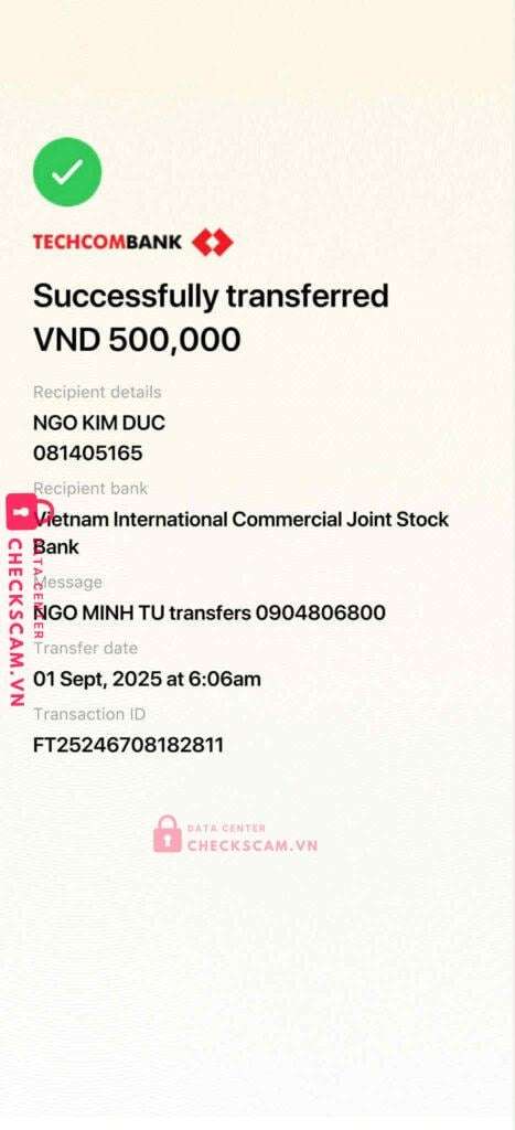 081405165 Ngo Kim Duc VIB bị cảnh báo lừa đảo scam