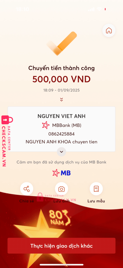 0862425884 Nguyen Viet Anh MB bị cảnh báo lừa đảo scam