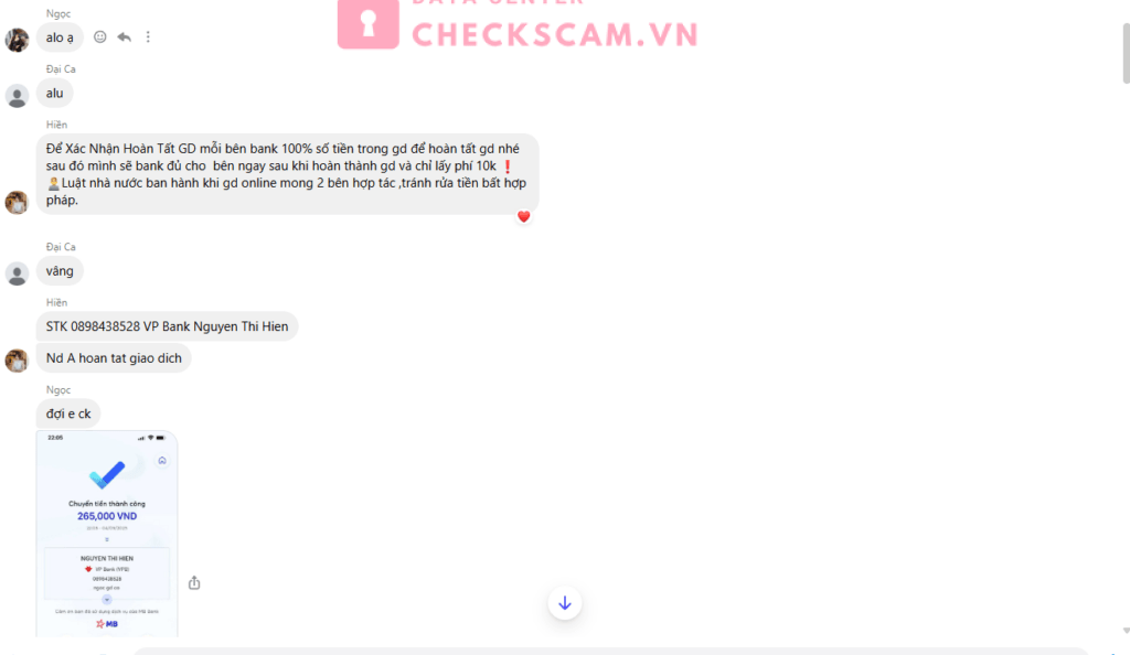 0898438528 Nguyen Thi Hien VP BANK bị cảnh báo lừa đảo scam