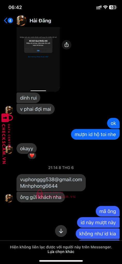 0999987654321 Nguyen Hoang Hai Dang MB bị cảnh báo lừa đảo scam