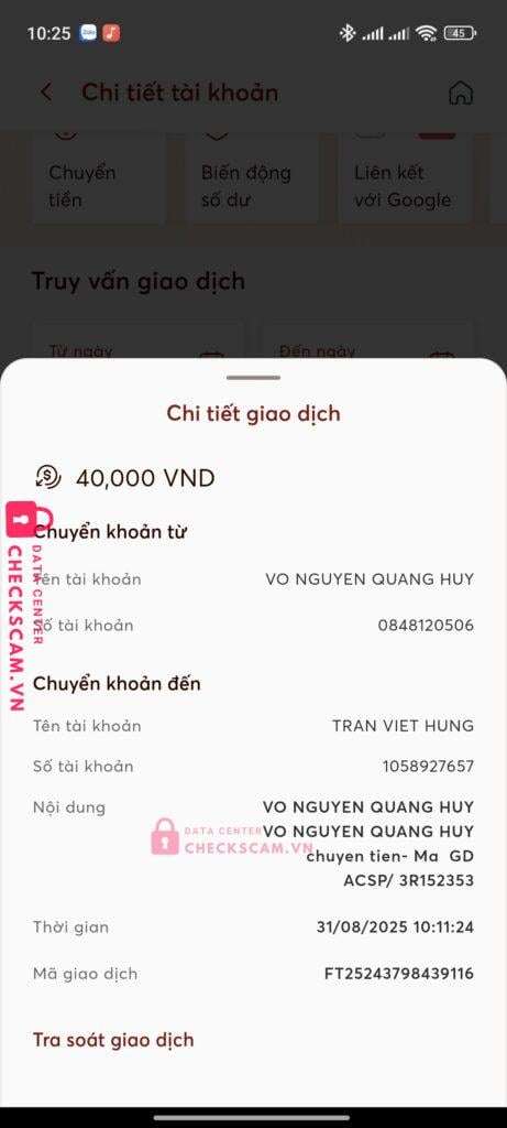1058927657 Tran Viet Hung VCB bị cảnh báo lừa đảo scam
