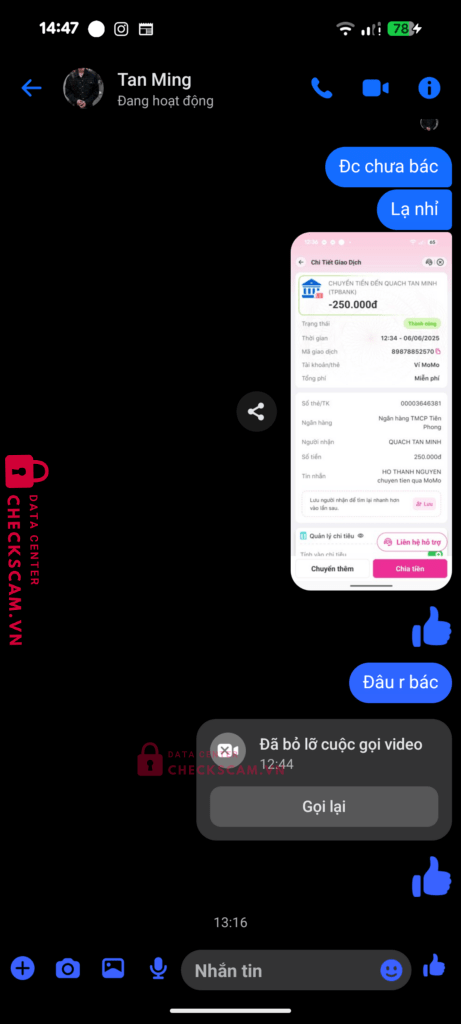 00003646381 Quach Tan Minh TP BANK bị cảnh báo lừa đảo scam