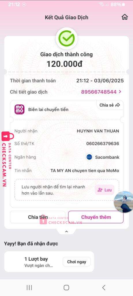 060266379636 Huynh Van Thuan Sacombank bị cảnh báo lừa đảo scam