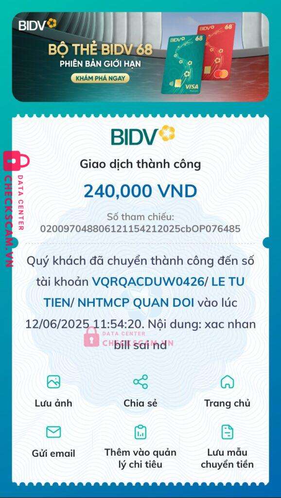 147895 Le Tu Tien MB bị cảnh báo lừa đảo scam