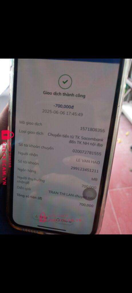 299123451211 Le Van Hao MB bị cảnh báo lừa đảo scam