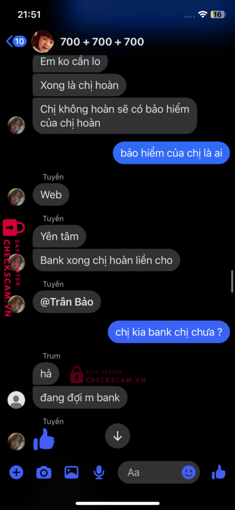 99MM25236M07000090 Tran Ngoc Bich Tuyen BV BANK bị cảnh báo lừa đảo scam