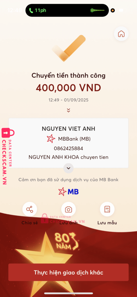 0862425884 Nguyen Viet Anh MB bị cảnh báo lừa đảo scam