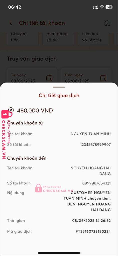 0999987654321 Nguyen Hoang Hai Dang MB bị cảnh báo lừa đảo scam
