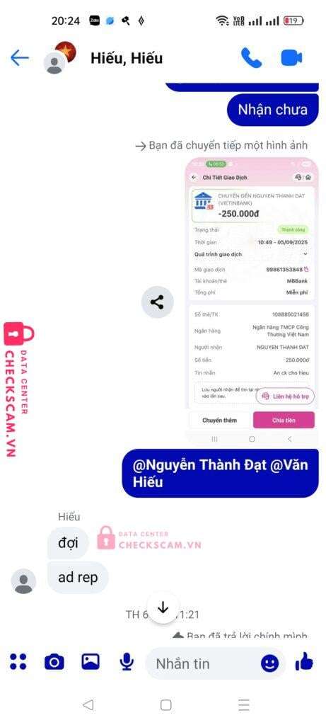 108885021456 Nguyen Thanh Dat Vietinbank bị cảnh báo lừa đảo scam