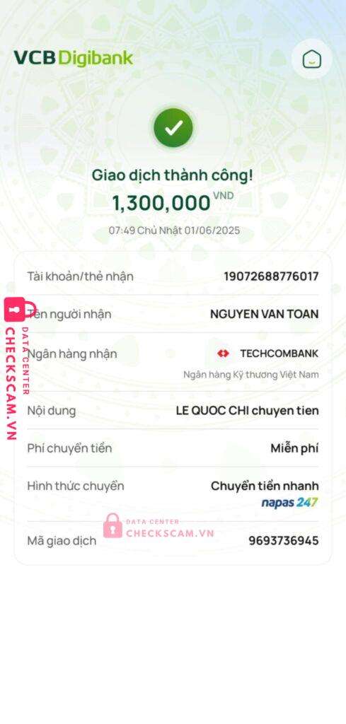 19072688776017 Nguyen Van Toan Techcombank bị cảnh báo lừa đảo scam