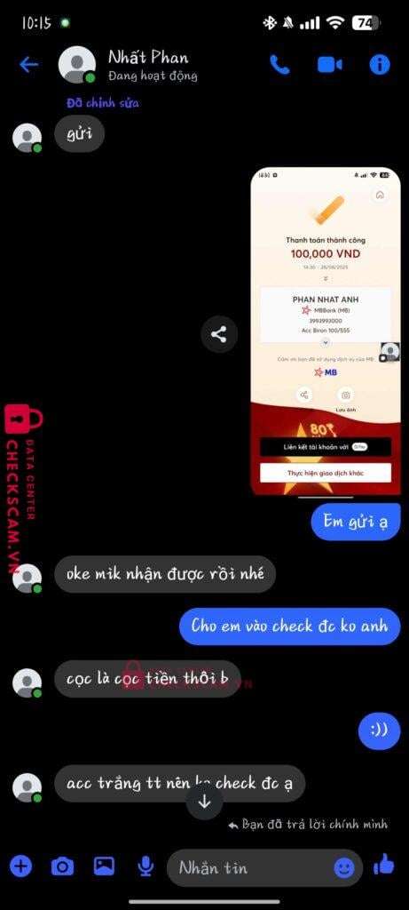 3993993000 Phan Nhat Anh MB bị cảnh báo lừa đảo scam