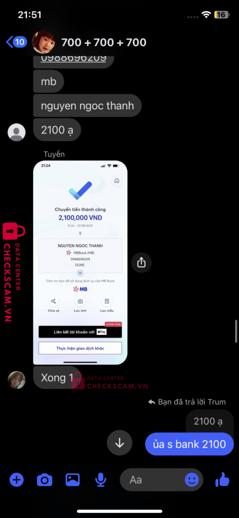 99MM25236M07000090 Tran Ngoc Bich Tuyen BV BANK bị cảnh báo lừa đảo scam