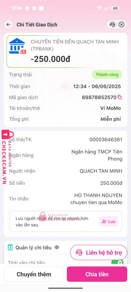 00003646381 Quach Tan Minh TP BANK bị cảnh báo lừa đảo scam
