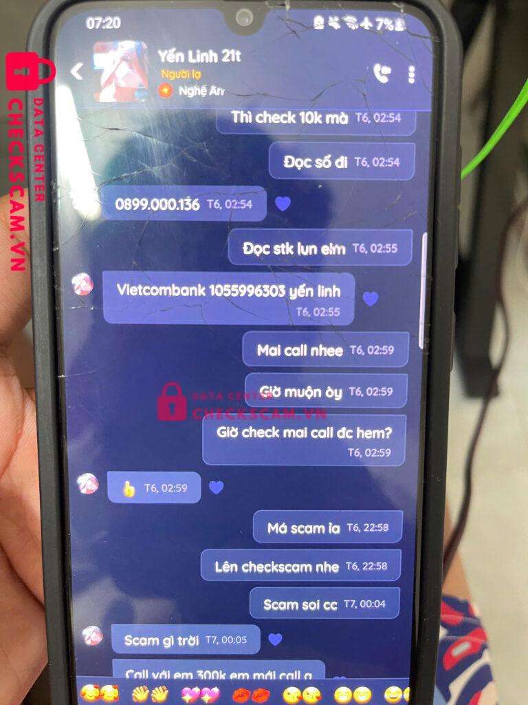 1055996303 Ngo Thi Yen Linh VCB bị cảnh báo lừa đảo scam