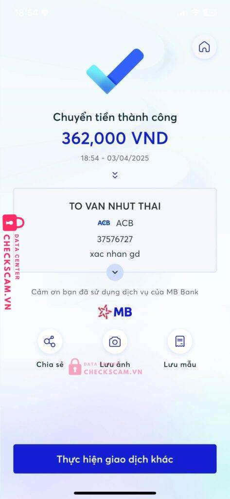 1054607906 To Van Nhut Thai VCB bị cảnh báo lừa đảo scam